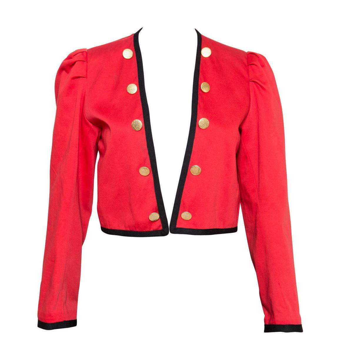 1980s Yves Saint Laurent Red Bolero Jacket