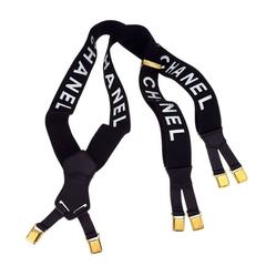CHanel Black and White Logo Suspenders