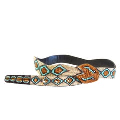 1990s Beaded Diamondback Rattlesnake Belt