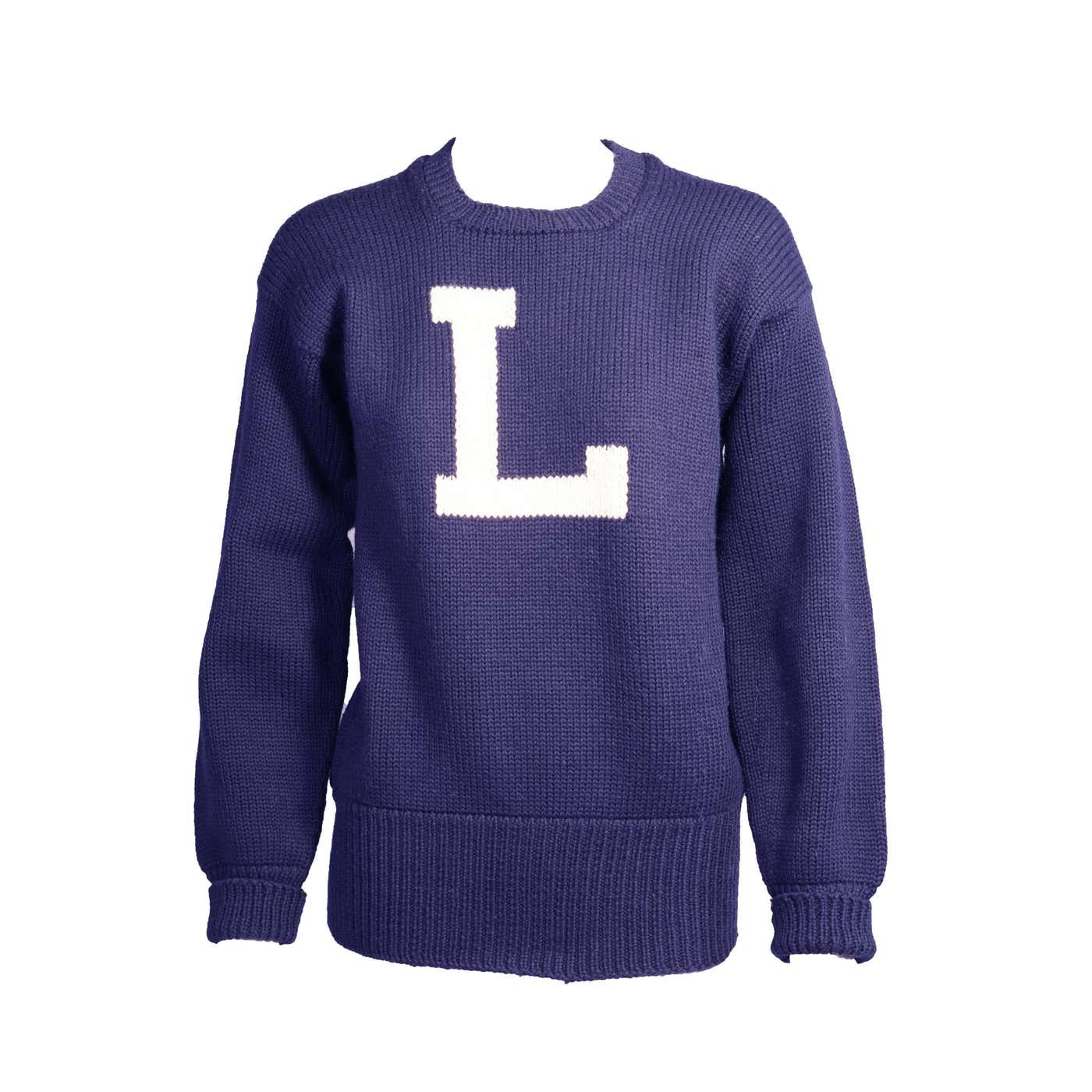 Vintage Navy and White Letter Sweater For Sale at 1stDibs | vintage ...