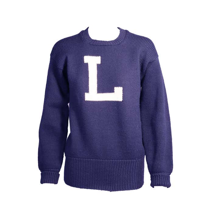Vintage Navy and White Letter Sweater For Sale at 1stDibs | vintage ...