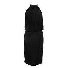 Tom Ford 2014 Black Silk Evening Cocktail Dress with Silver Chain