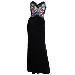 Oscar de la Renta Bustier Gown With Beaded Butterfly