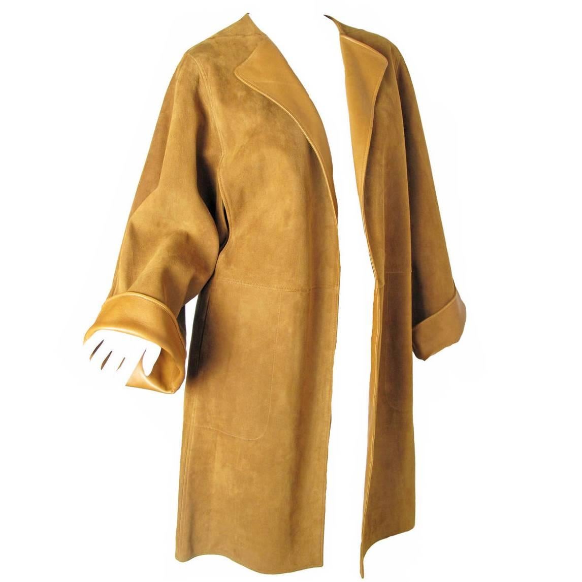 Rare Hermes Lambskin Camel Suede Coat 