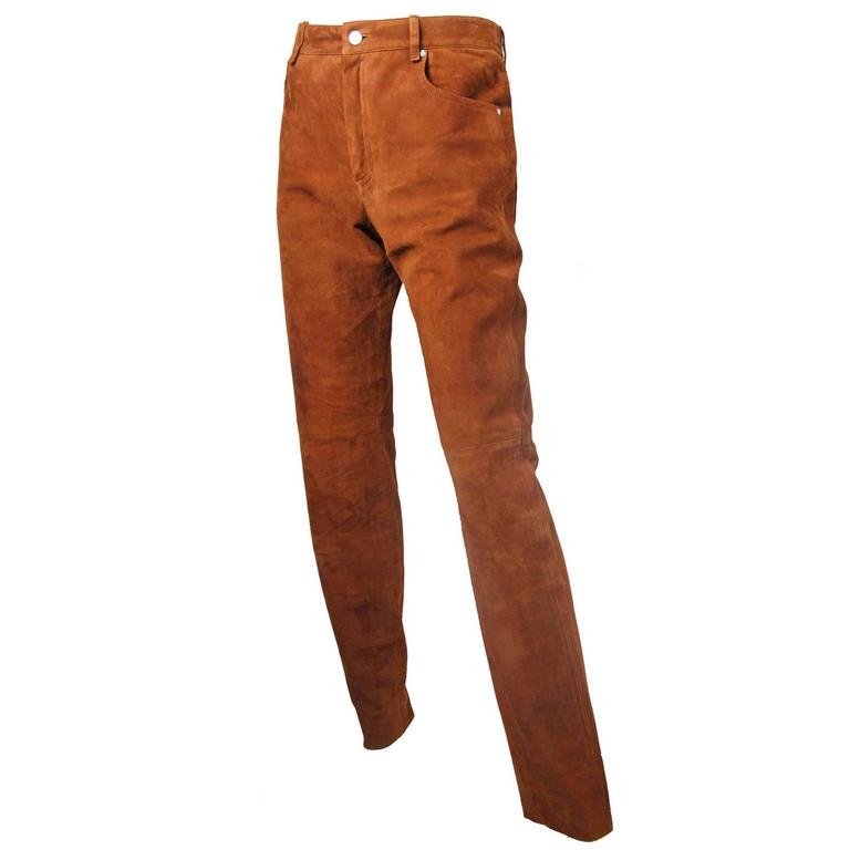 Hermes Lambskin Suede Pants - sale at 1stDibs | hermes pants