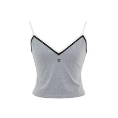 Chanel Grey Cropped Tank Top with CC Logos