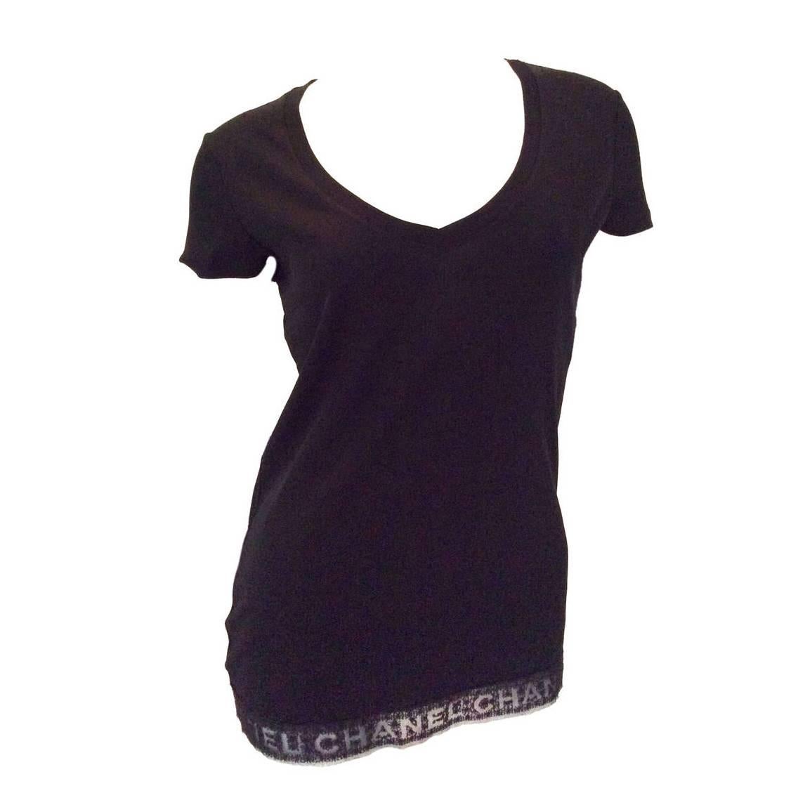 Chanel Black Tee Shirt - Size 36 For Sale