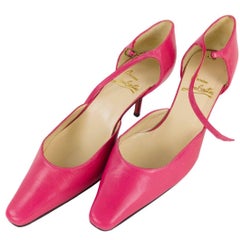 Retro Christian Louboutin Leather Hot Pink Fuscia Shoes Size 39.5