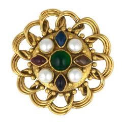 Chanel Poured Glass and Faux Pearl Crest 6