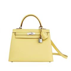 Hermès Kelly 20 Mini II Sellier Jaune Citron Ostrich Palladium Hardwar