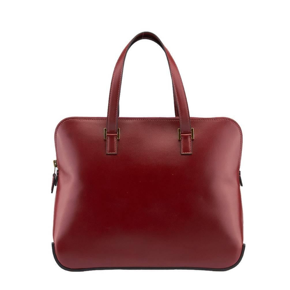 2007 Hermes Maroon Leather Escapade Small Tote Bag For Sale