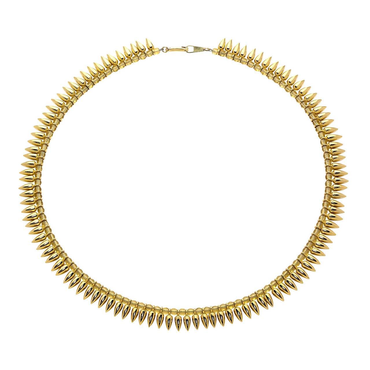 Estyn Hulbert Handmade Gold-Plated Beads Citrine Glass 14k Clasp Bullet Necklace
