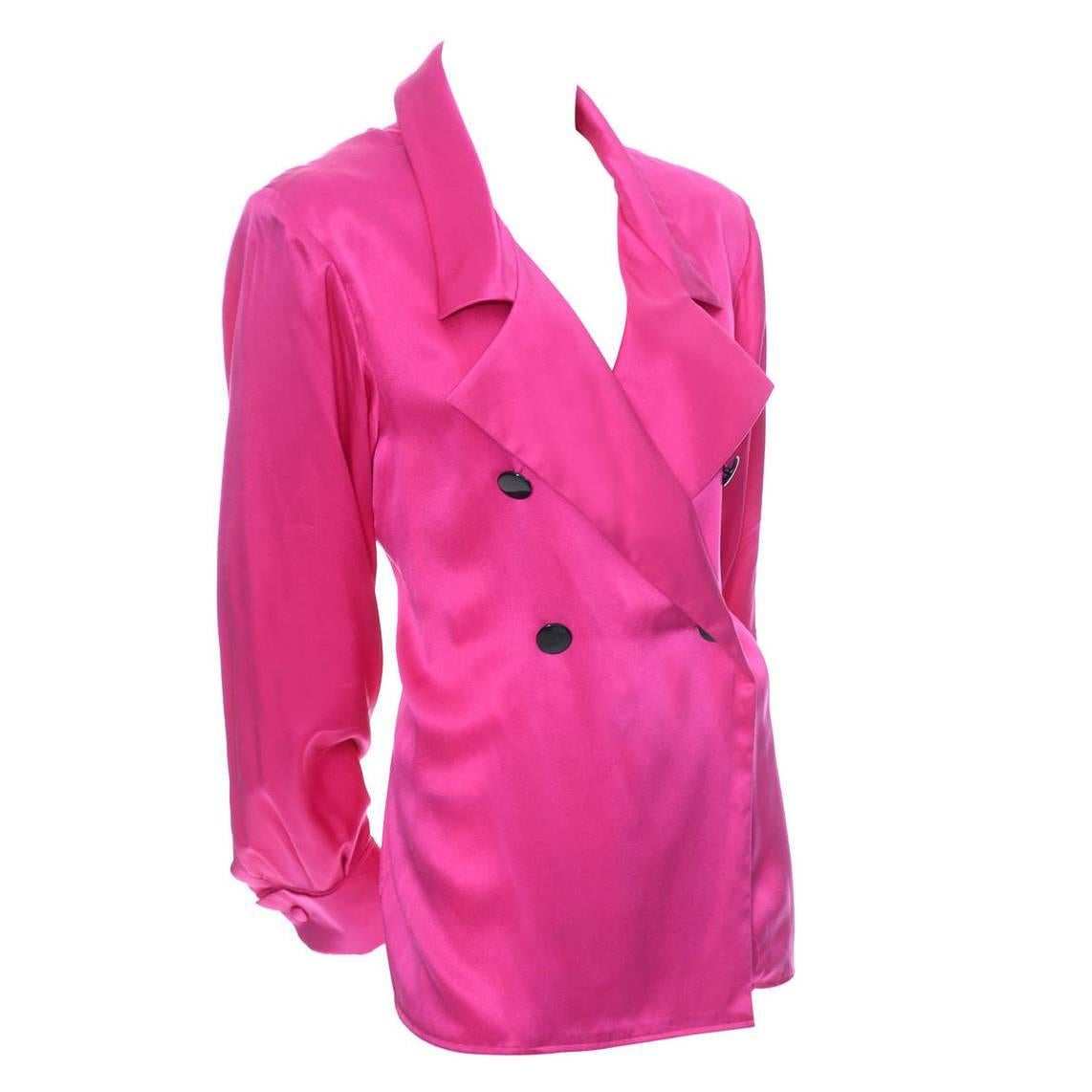 Yves Saint Laurent Pink Silk Vintage Blouse YSL Rive Gauche Top