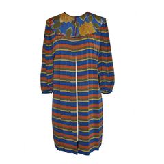Flora Kung Floral and Stripe Silk Crepe de Chine Tunic with Optional Tie-Belt 5