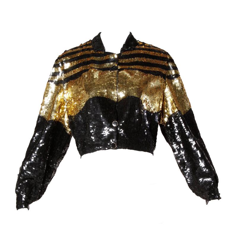 gold and black sequin jacket