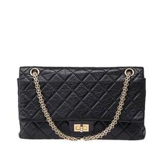 2008-09 Chanel 2.55 Reissue Black Quilted Leather Double Flap Shoulder Bag