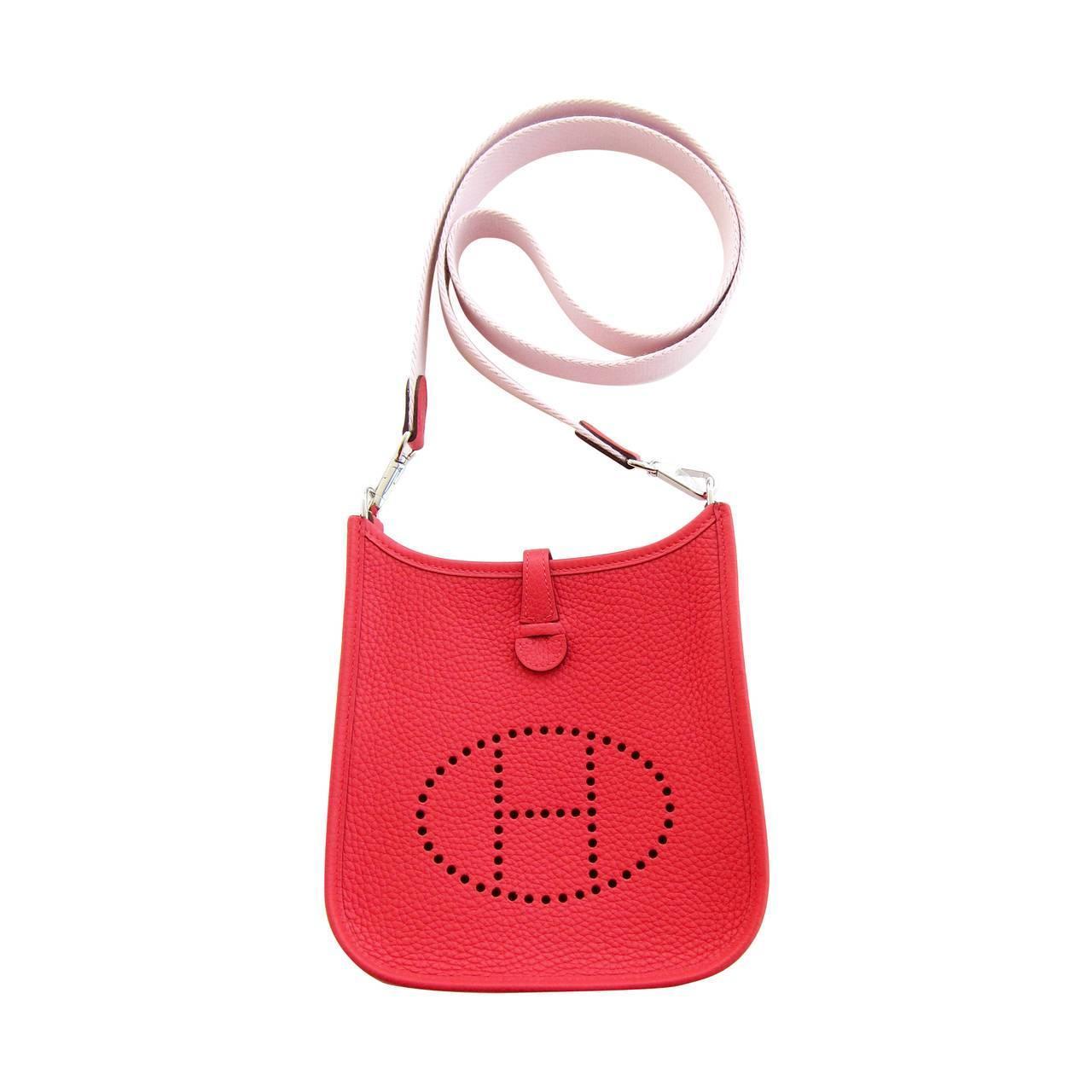 Hermes Rouge Pivoine Evelyne Rose Sakura Canvas Strap TPM So Sweet ...  