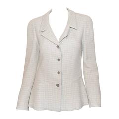 Chanel 2000 C Neutral White Grey Tweed Knit Blazer