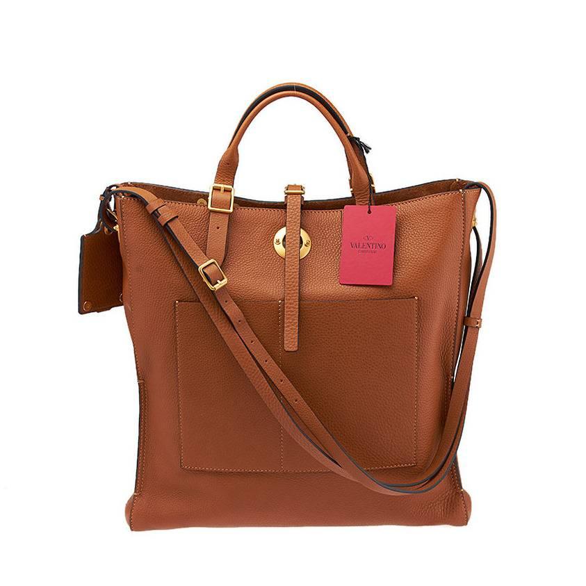 2014-15 Valentino Eye on You Vertical Camel Leather Tote For Sale