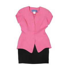 1980s Thierry Mugler Pink and Black Suit - sale 7