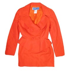 1980s Thierry Mugler Orange Silk Suit