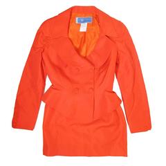 1980s Thierry Mugler Orange Silk Suit 8