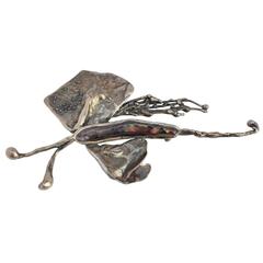 Grande broche en argent sterling avec détails en nacre