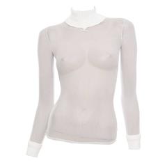 Vintage Courreges White Stretch Nylon Sheer Turtleneck, Circa 1960"s