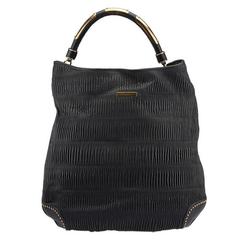 Burberry Prorsum Calloway Black Pleated Leather Top Handle Tote