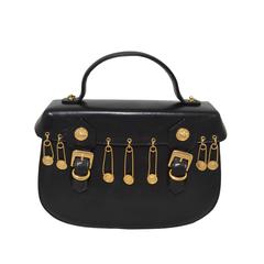 Versace Couture Vintage Medusa Safety Pin Leather Bag