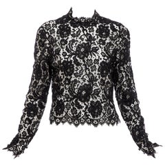 Vintage Bill Blass Black Lace Top, Circa: 1970's