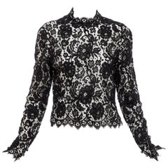 Bill Blass Black Lace Top, Circa: 1970's