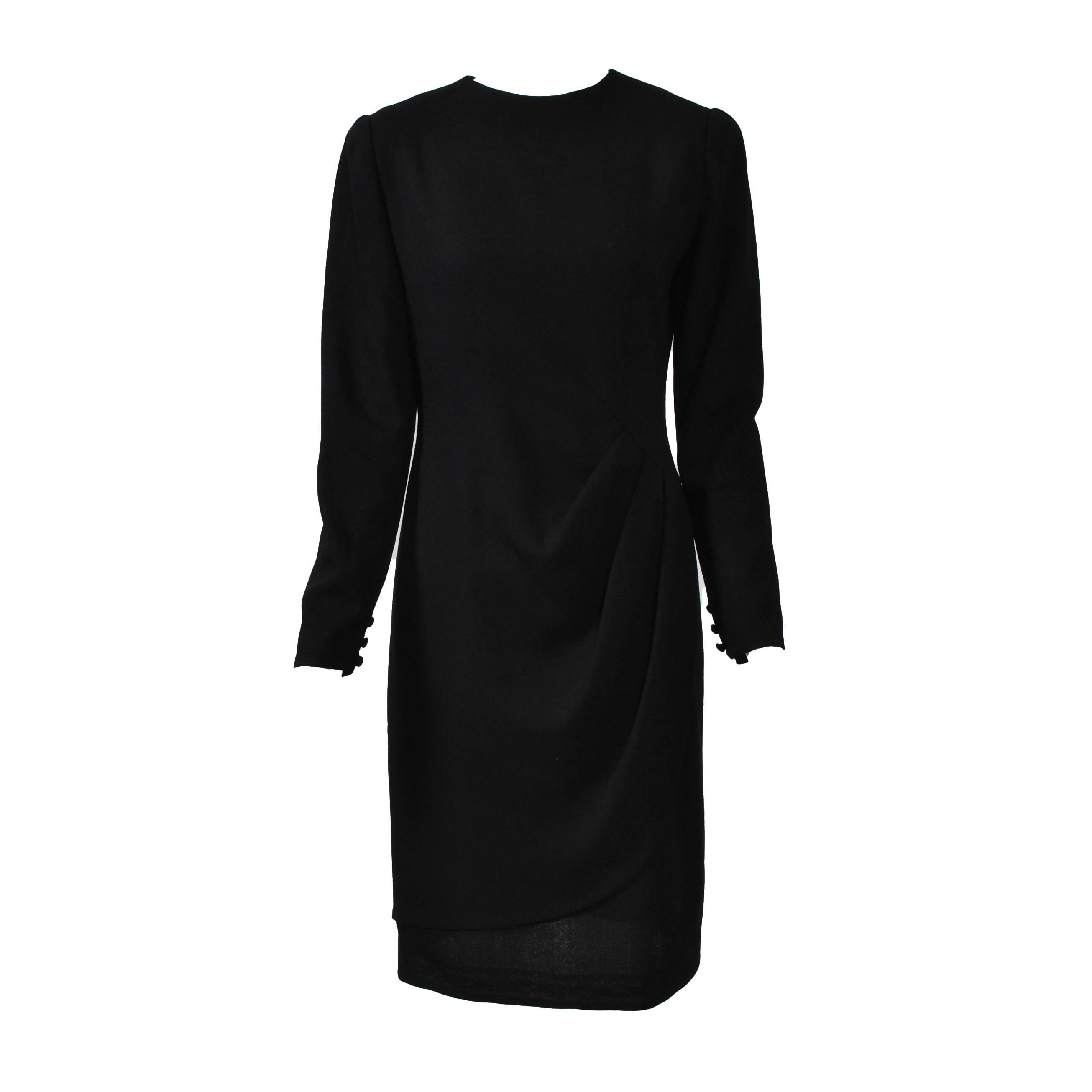 Bill Blass Black Wool Sheath For Sale