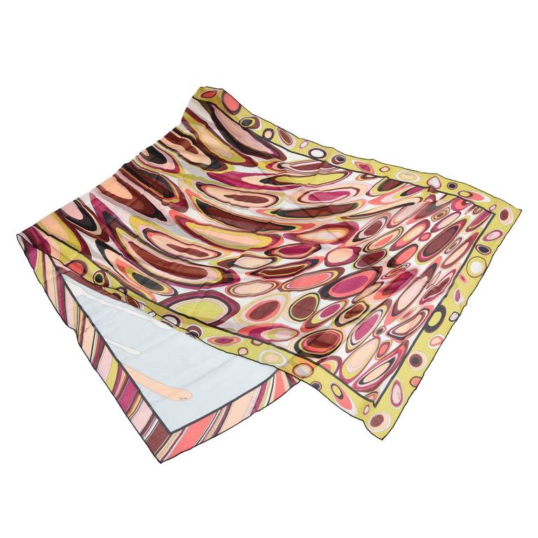 Emilio Pucci Vintage Silk Abstract Oblong Scarf For Sale at 1stdibs