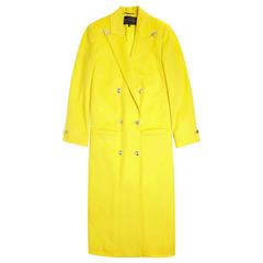 Versace Long Wool Cashmere Coat In Yellow 11