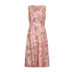 1950s Mainbocher Pale Pink Floral Silk Couture Dress 1