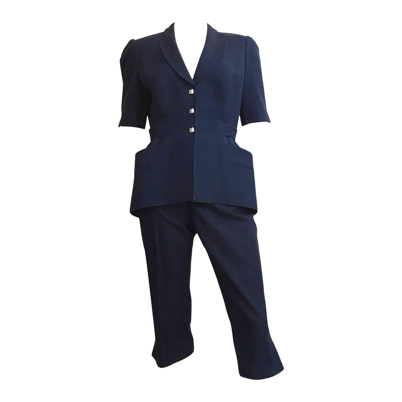 Thierry Mugler Denim Suit Size 8. For Sale
