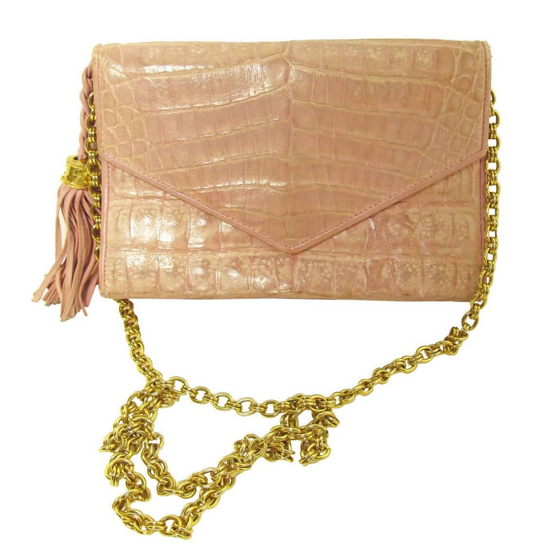 Chanel Pink Crocodile Mini Handbag Pre 1984