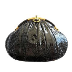 1960's JUDITH LEIBER Black python evening bag