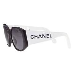Vintage Chanel Black and White Logo Sunglasses