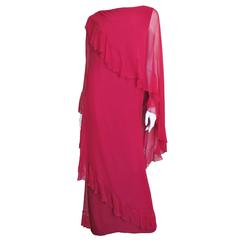 Incredible 1970's Jean Louis Silk Gown With Cape 10