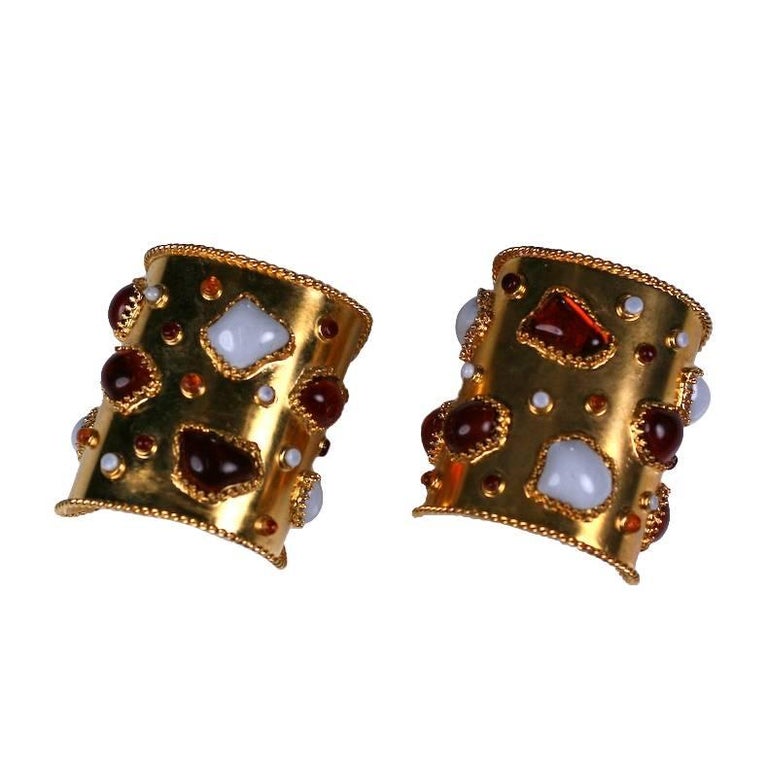 YSL Haute Couture Gripoix Cuffs For Sale at 1stDibs
