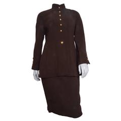 Chanel Brown Wool Crepe Suit 12