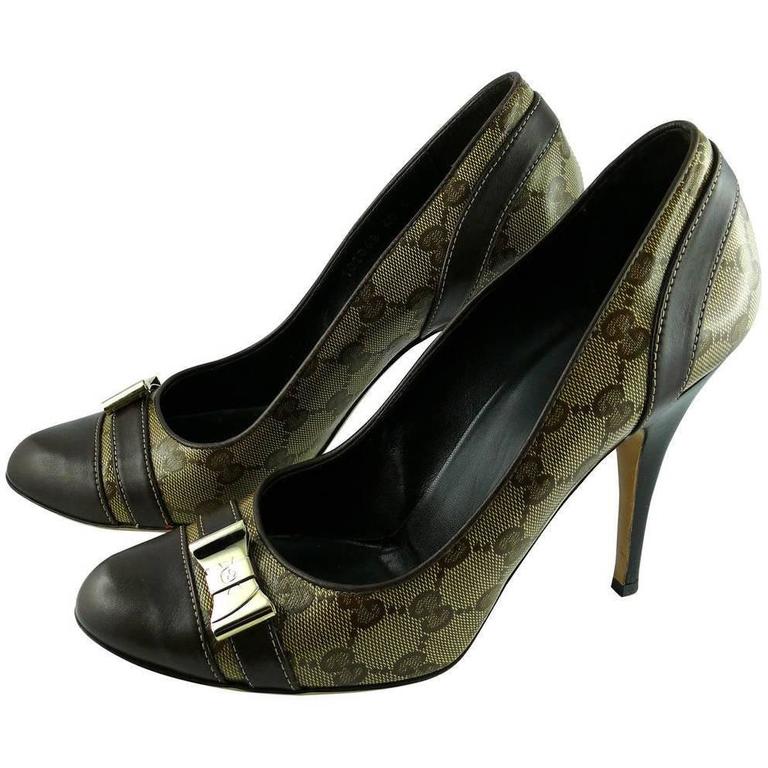 Gucci GG Monogram Coated Canvas Heels Pumps For Sale at 1stDibs