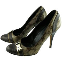 Gucci GG Monogram Coated Canvas Heels Pumps