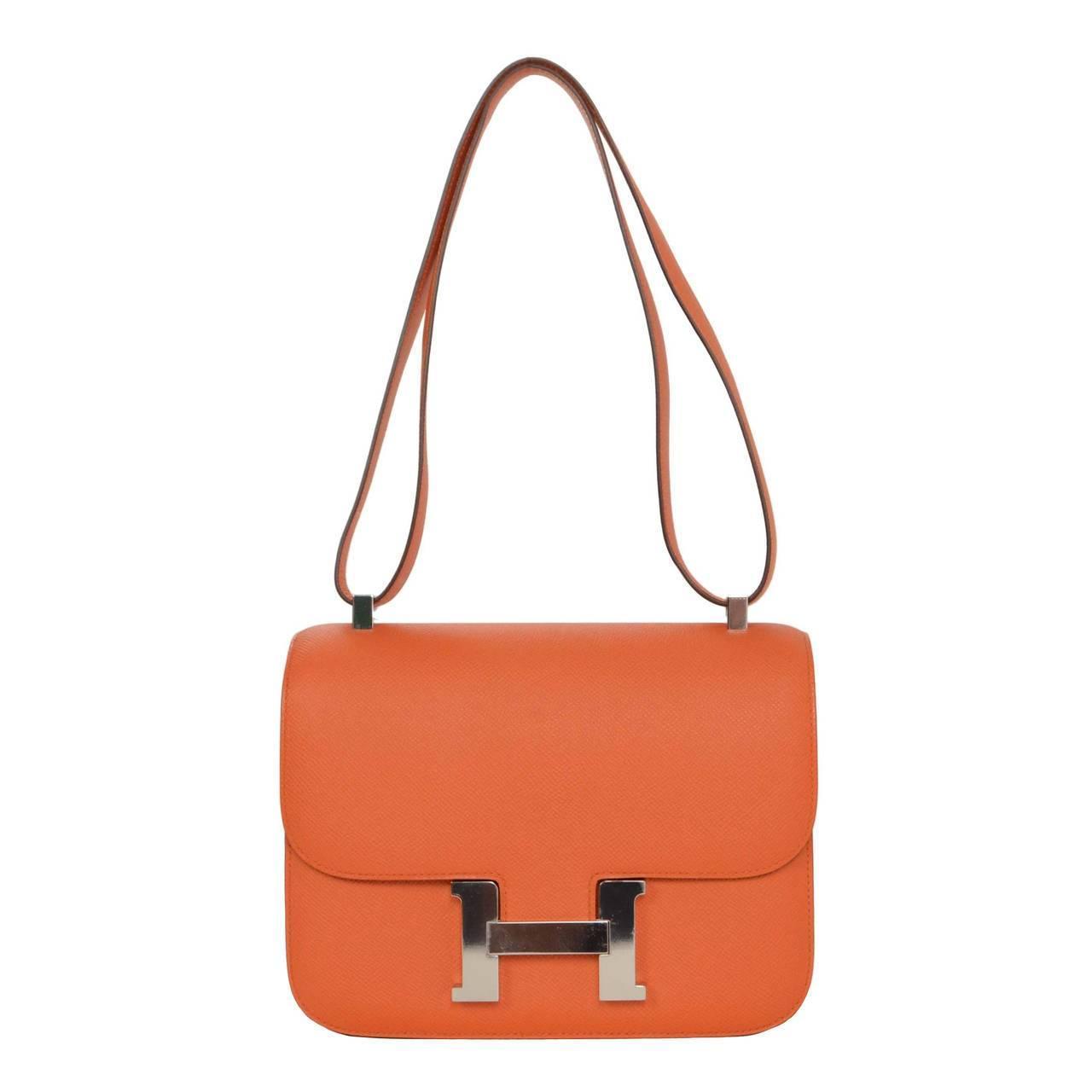 Hermes Orange Epsom 24cm H Constance Bag PHW at 1stdibs