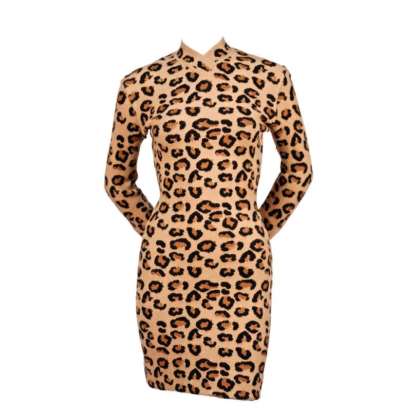 1991 AZZEDINE ALAIA iconic leopard dress For Sale at 1stDibs