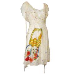 Tsumori Chisato Limited Edition Silk Chiffon Day Dress w/Fantastical Embroidery 9
