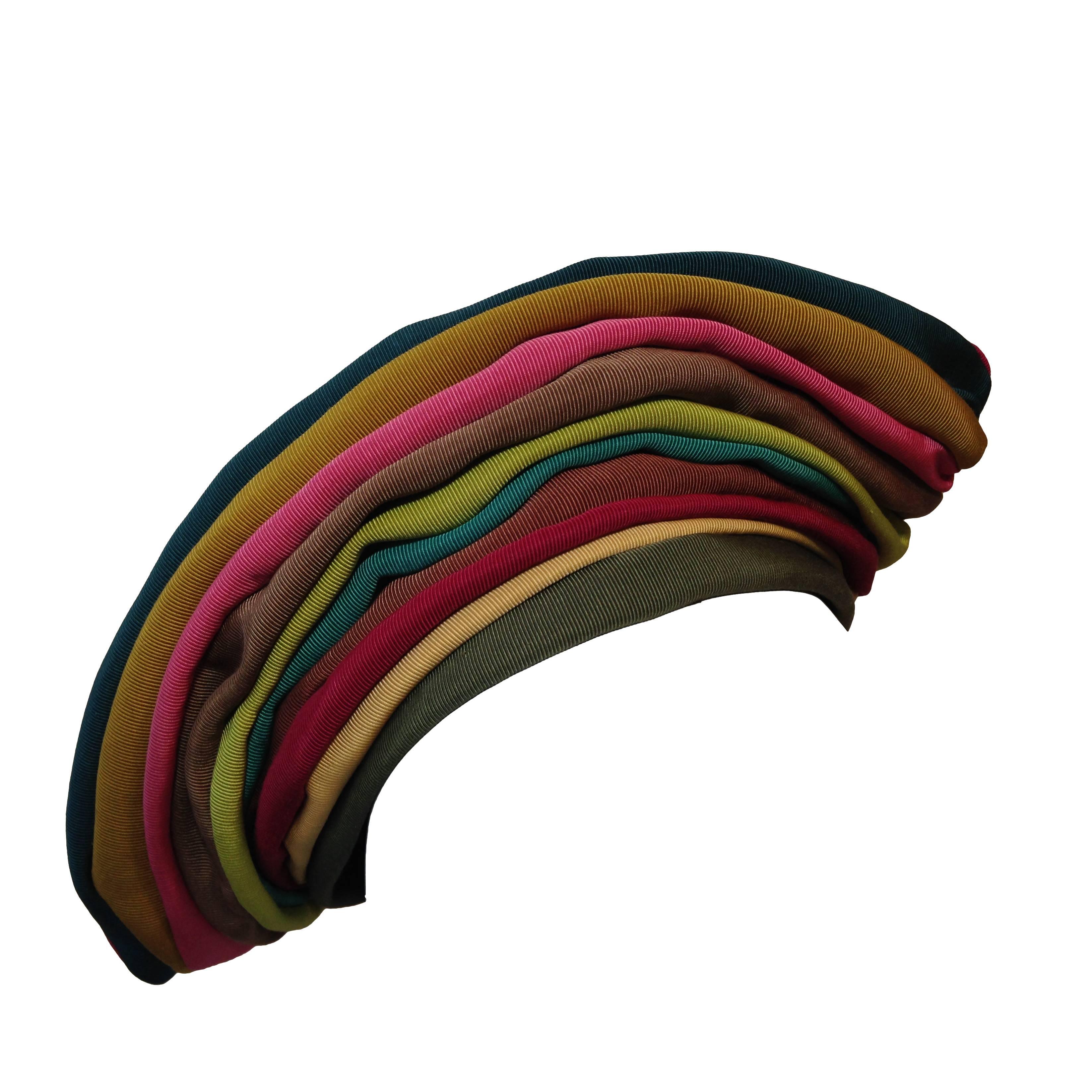1940s Irina Roublon Multi-Color Grosgrain Striped Avant Garde Hat