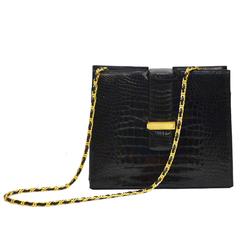 Lucille de Paris Alligator Handbag with Gold Tone Metal Hardware